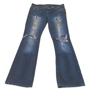 GUESS Jeans Foxy Flare - Flare Leg Size 30 Stretch Distress Cotton Machine Wash